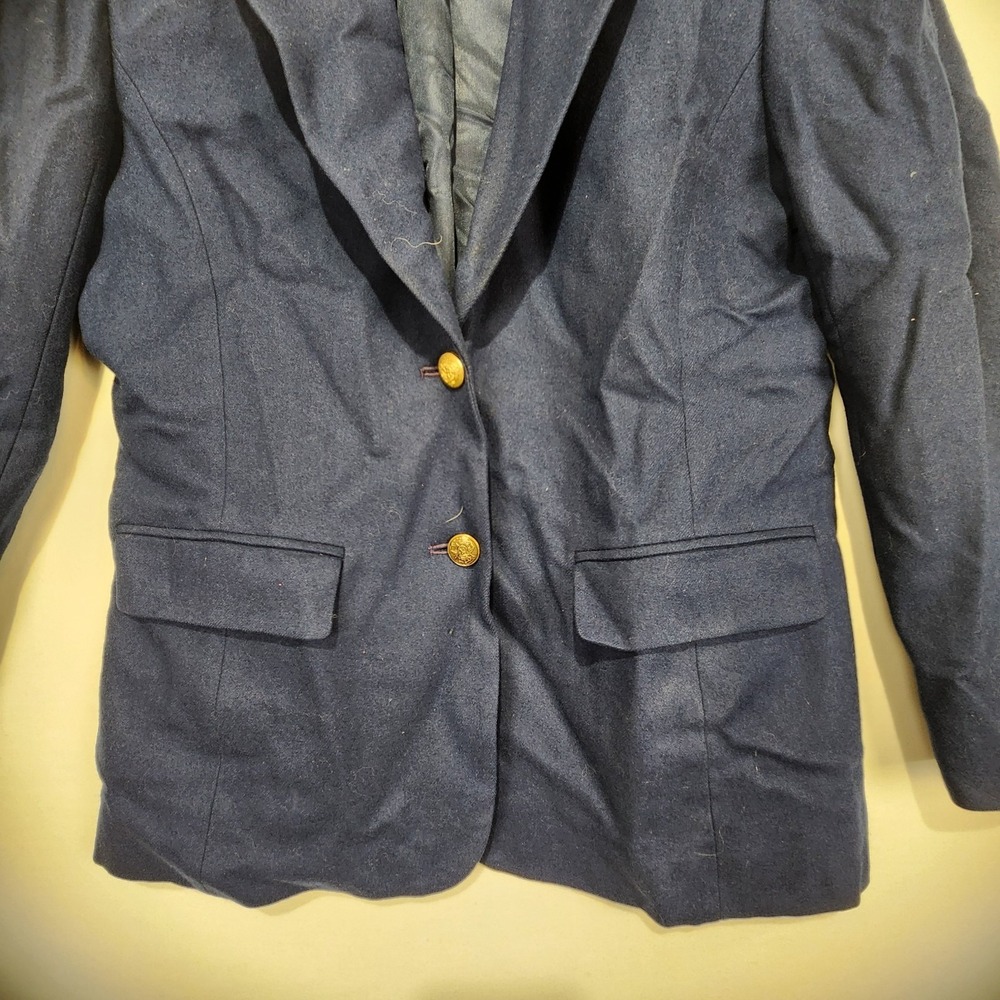 Pendleton Vintage Women's 100% Virgin Wool Navy Blue Blazer Size 10 - Picture 2 of 10